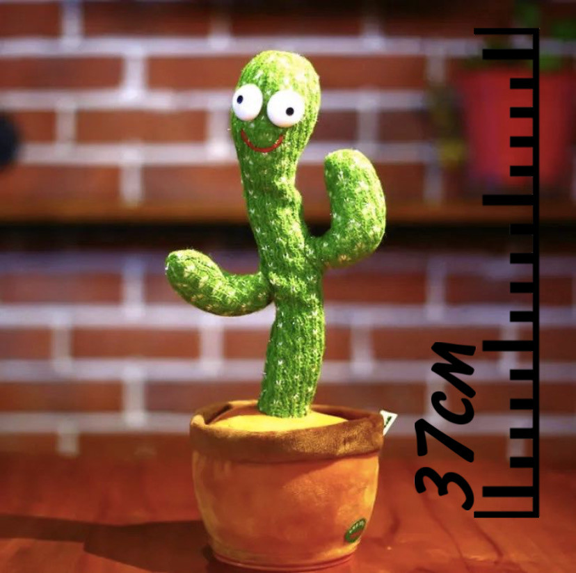 Грандіозний кактус 37 см що співає пісні з підсвічуванням Dancing Cactus TikTok іграшки Повторення кактуса кактуса зелений