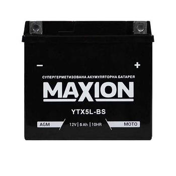 Акумулятор MOTO AGM (чорний) 12V 5Ah (YTX5L-BS) (залитий) 185А Акумулятор для мототехніки