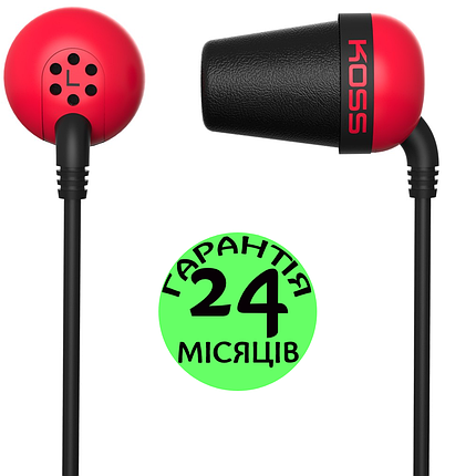Навушники Koss The Plug, червоні, дротові, вакуумні внутрішньоканальні затички, косс, фото 2