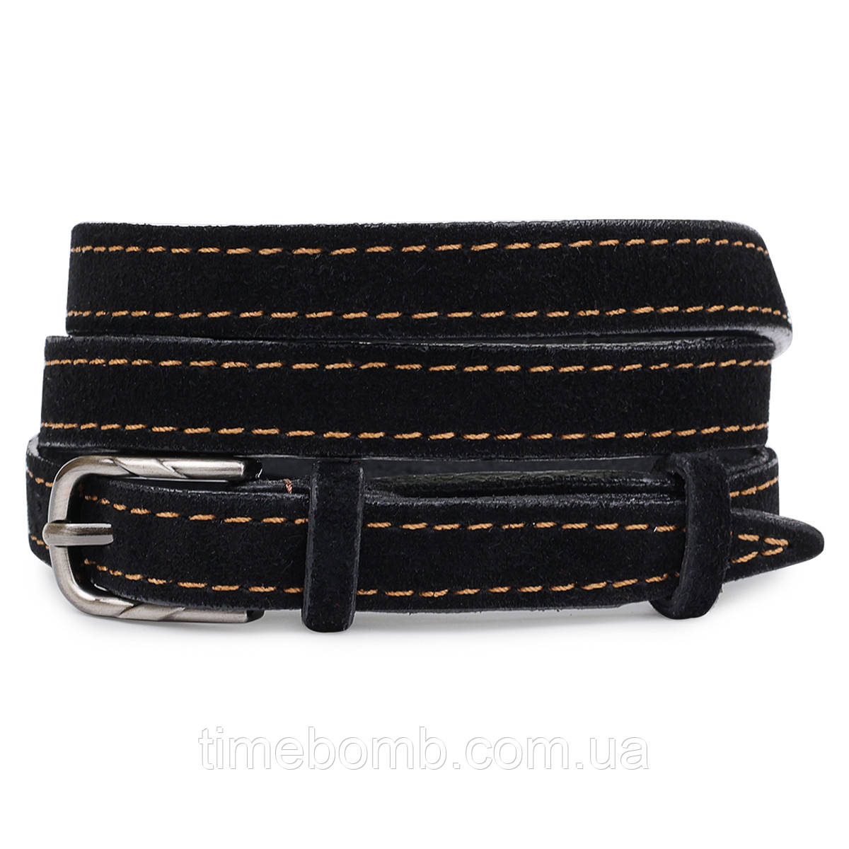 Замшевий оригінальний жіночий ремінь Vintage 20756 Чорний