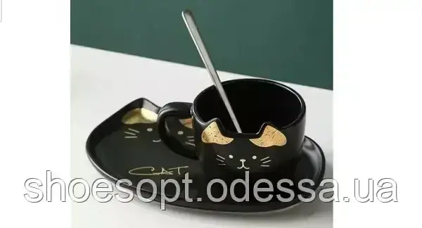 Чашка Котик із блюдцем