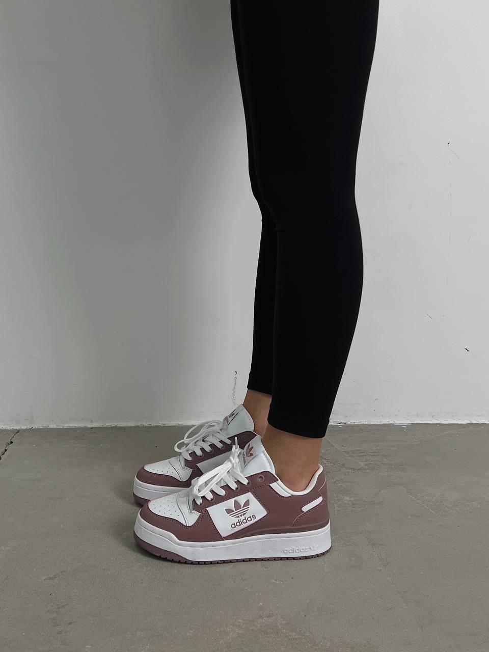 Жіночі кросівки Adidas Forum Bold White Bordo. Модні жіночі кроси Адідас Форум.
