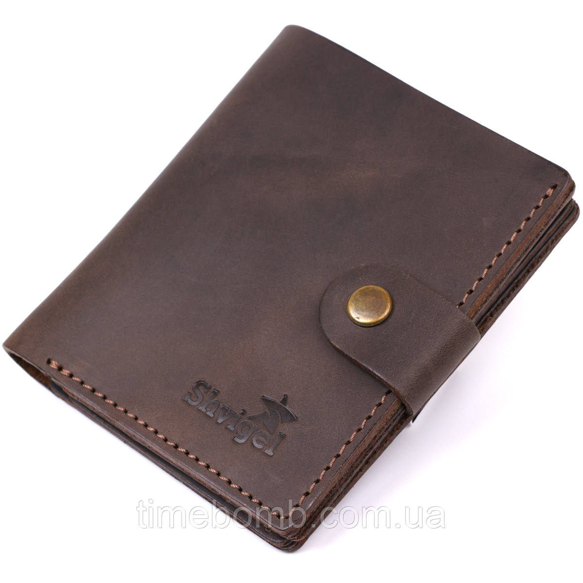 Шкіряний чоловічий гаманець Shvigel 16475 Коричневий