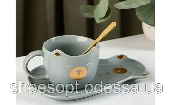 Кухоль Ведмедик із блюдцем, фото 1