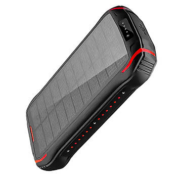 Повербанк Xionel i26w 20000 mA УМБ Power Bank із сонячною батареєю і ліхтариком Black + Red