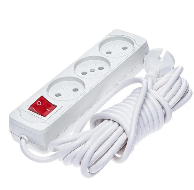 Мережевий фільтр,подовжувач FL-BL на 3 розетки 3м Білий, фото 1