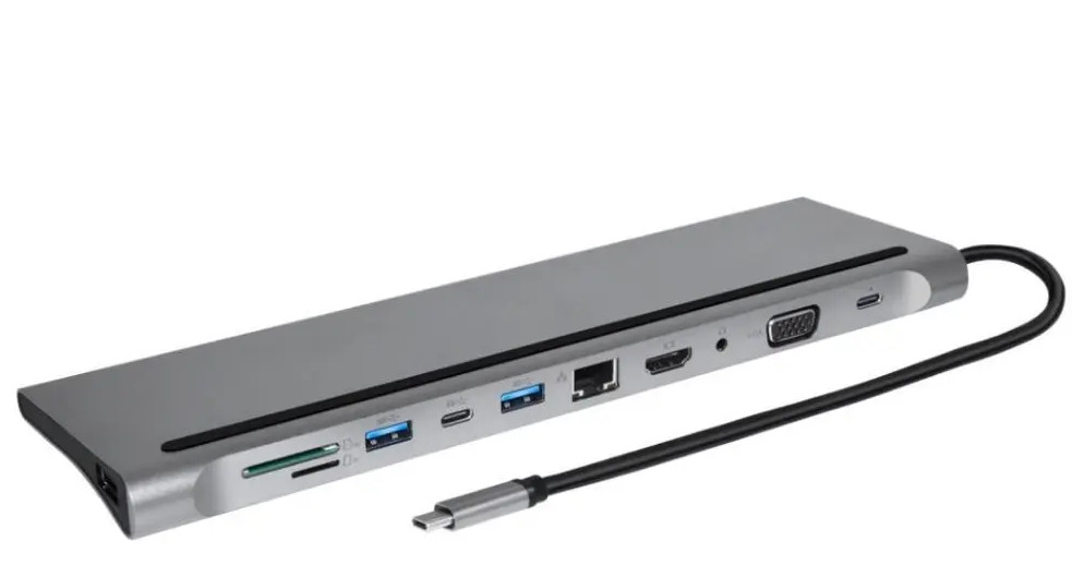 Usb Hub XO Hub010 (Type C to 3USB+HDMI+2 Type C+RJ45+SD+microSD+VGA+3.5), фото 1