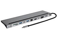 Usb Hub XO Hub010 (Type C to 3USB+HDMI+2 Type C+RJ45+SD+microSD+VGA+3.5)