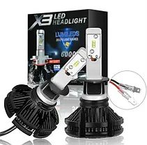 Комплект автомобільних LED ламп X3 H11 25 W 6000 Lm 6500 K HeadLight, Світлодіодні LED-лампи для автомобіля X3 H1, фото 3