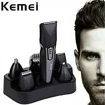 Багатофункціональна машинка тример 8в1 KEMEI KM-640 на акумуляторі для стриження волосся бороди 4 насадки, фото 3
