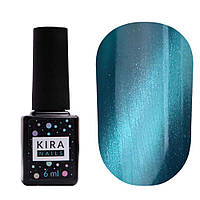 Гель-лак Kira Nails Cat Eye №007 (изумрудно-синий, магнитный), 6 мл