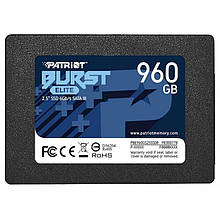 SSD 960Gb, Patriot Burst Elite, SATA3, 2.5", 3D TLC, 450/320 MB/s (PBE960GS25SSDR)