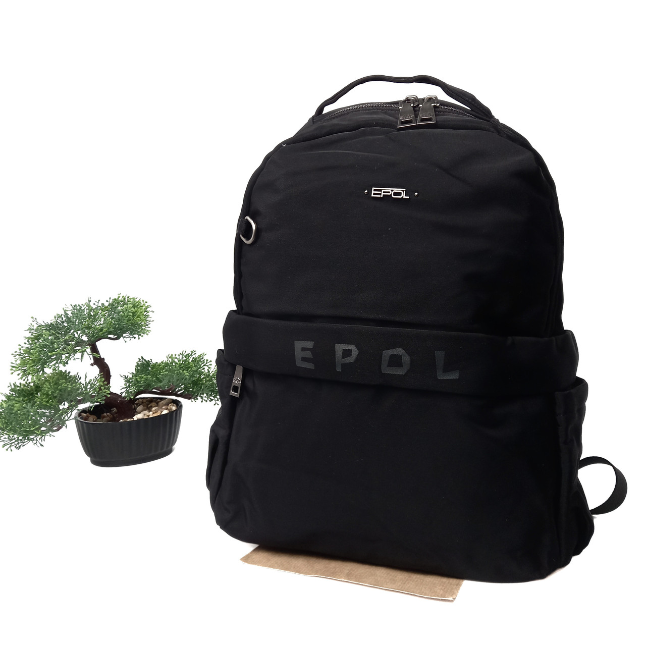 Рюкзак середній поліестер чорний Арт.6042-01 black Epol (54)