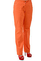Оранжевые льняные летние брюки женские, 46-54, Бр 652-1.