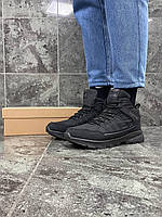 Bonotе мужские зимние черные кроссовки на шнурках. Термо/утепленные мужские нубуковые кроссы на меху