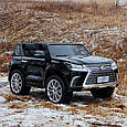 Дитячий двомісний джип LEXUS LX 570 4WD (фарба, чорний колір) з пультом дистанційного керування 2.4G, фото 2