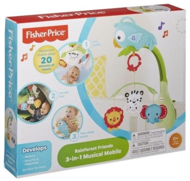 Музичний мобіль Fisher-Price 3 в 1 Тропічні друзі Rainforest Friends 3-in-1 CHR11 оригінал