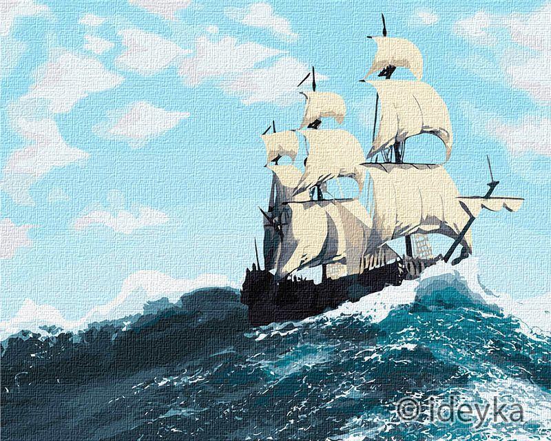 Картини за номерами, полотно на підрамнику, Морський пейзаж "Бурні хвилі" 40*50 см, без коробки КНО2752