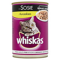 Вологий корм для котів WHISKAS банка 400г КУРКА в соусі