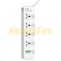 Мережевий фільтр LDNIO SC4408, 4 розетки + 4 USB, 2 м, переріз 3х0,75 мм, White, Box