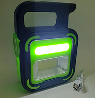 Фонарь аккумуляторный на солнечной панели Bailong BL-925 с повербанком зеленый