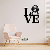 Панно Love Американський англійський кунхаунд 20x23 см - Картини та лофт декор з дерева на стіну.
