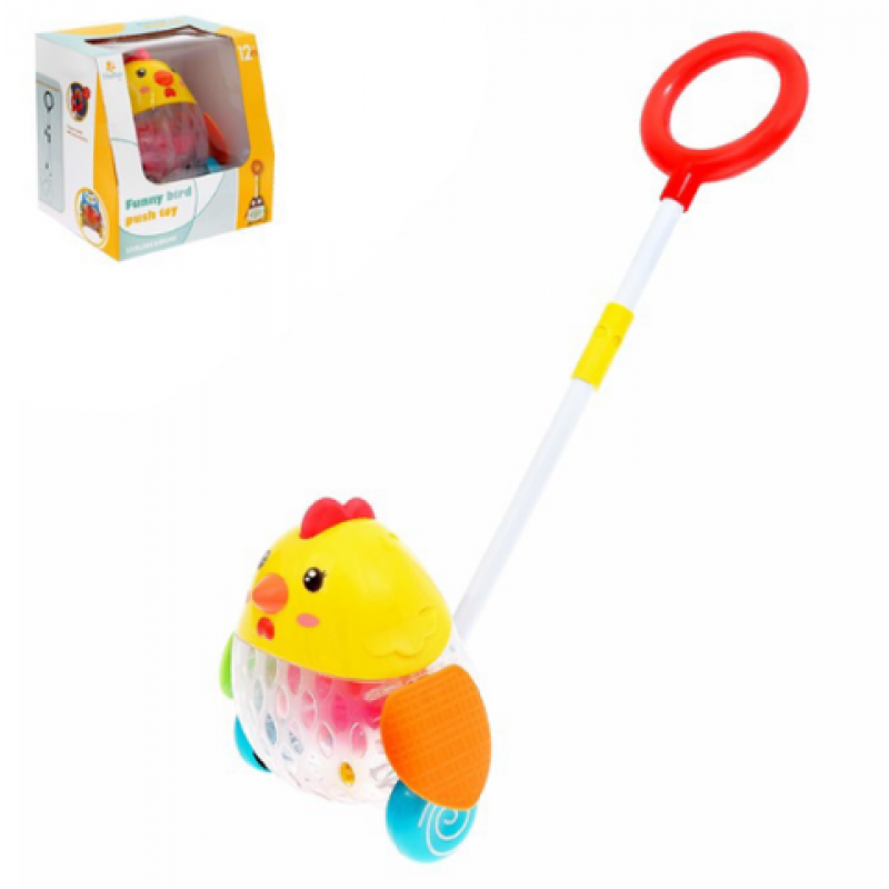 Каталка 1601ABC на палиці, подвійні крила, 3 види, світло, бат. (табл.), кор., 21-21,5-18,5 см., фото 1