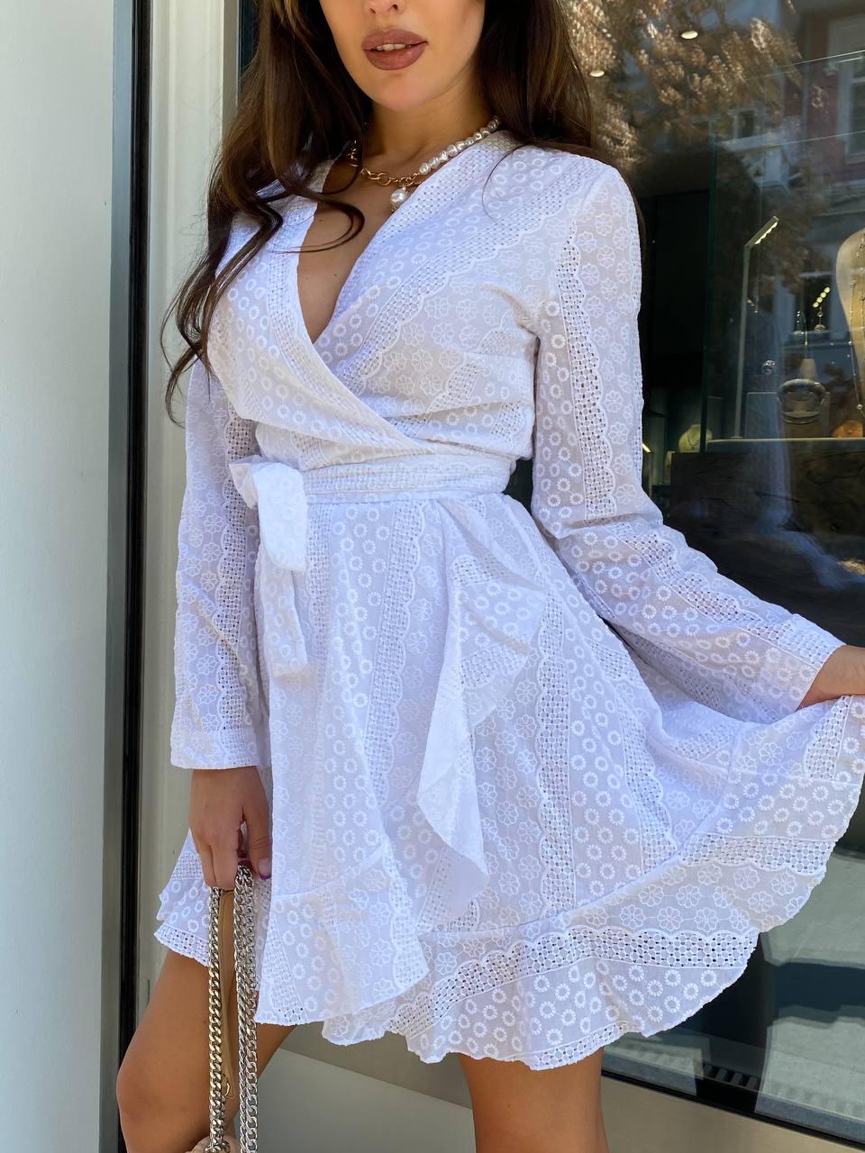 Красива жіноча сукня Сяйво на запах із пишною спідницею з прошви Smf7962