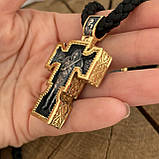 Позолочений хрестик на шовковому шнурку зі вставками, фото 3