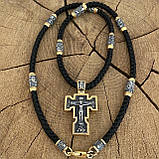 Позолочений хрестик на шовковому шнурку зі вставками, фото 2