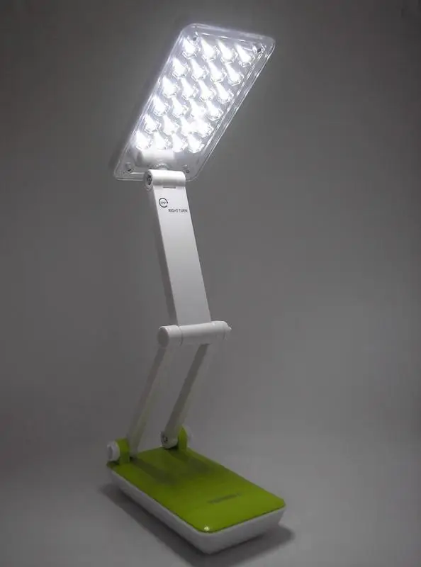 Лампа світильник led акумуляторна настільна настільна складна 27см, 20 світлодіодів 2 режими яскравості, салатова
