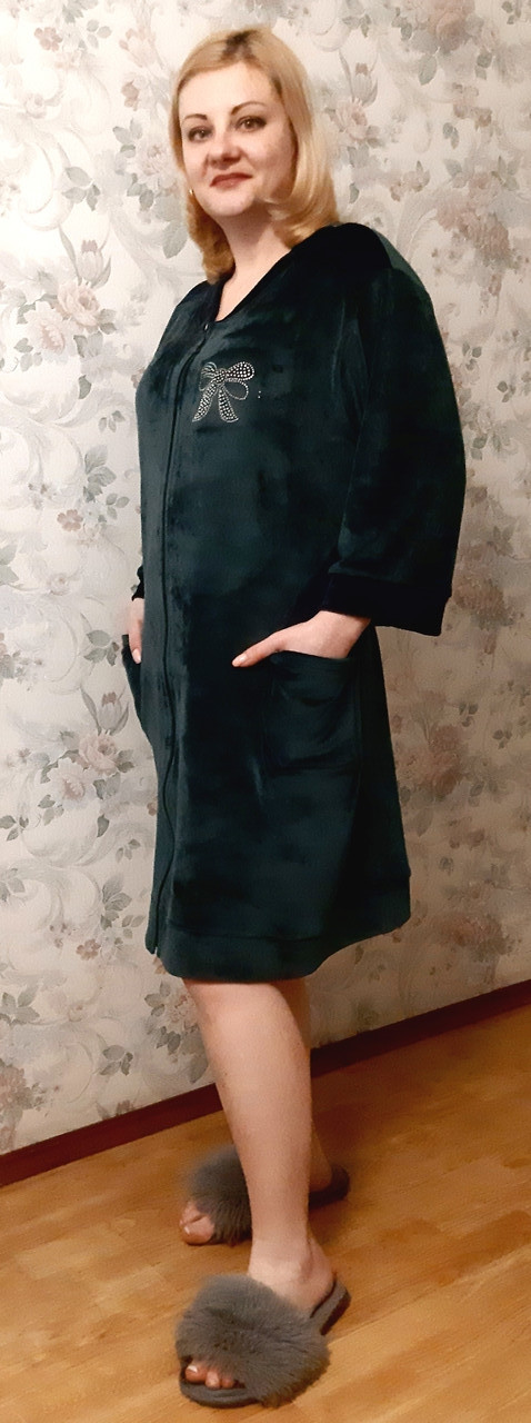 Модный Велюровый халат женский на замке 48-56 , доставка по Украине Укрпочта,НП - фото 6 - id-p580720562