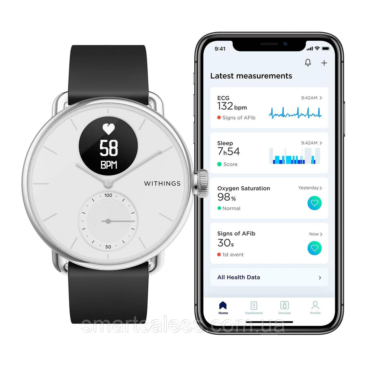 Смарт-годинник Withings ScanWatch 38mm White