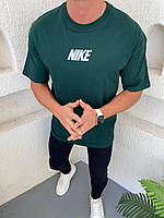 Футболка оверсайз Nike лого рефлектив зеленая Брендовая мужская футболка найк удлиненная качественная