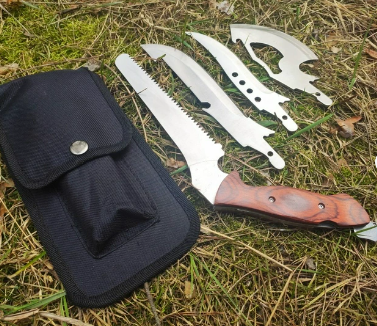 Туристичний набір Егерь 4 в 1 C-14 для пікніка, полювання і риболовлі Пила, ніж, сокира, мачете
