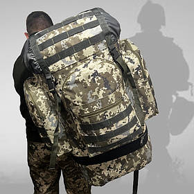 Непромокальний камуфляжний рюкзак 85 л + кишені Піксель для військових