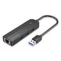 USB-концентратор Vention USB хаб USB 3.0 с адаптером Gigabit Ethernet Black (CHNBB)