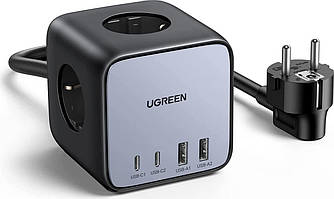 Зарядний пристрій UGREEN USB 3-контактна розетка DigiNest Cube 65W USB C Power Strip GaN (CD268)