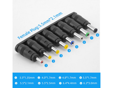Набір насадок для штекера DC5.5 * 2.1 мм штекер-роз'єми живлення 8 шт (DC001)
