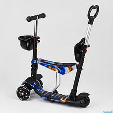 Самокат 5в1 ,велобіг з корзиною і батківською ручкою Best Scooter, , PU колеса, фото 4