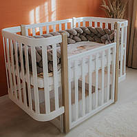 Дитяче ліжечко Angelo Magic (білий колір + мокко) з повздовжнім маятником