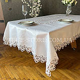 Скатертина люкс із серединою "Макраме" прямокутна біла (В розмірах), фото 4