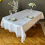 Скатертина люкс із серединою "Макраме" прямокутна біла (В розмірах), фото 3