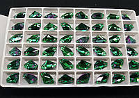 De'Lux Emerald Galactic 14*9mm Premium стекло галактик-топорик Эмеральд зеленый гелиотроп