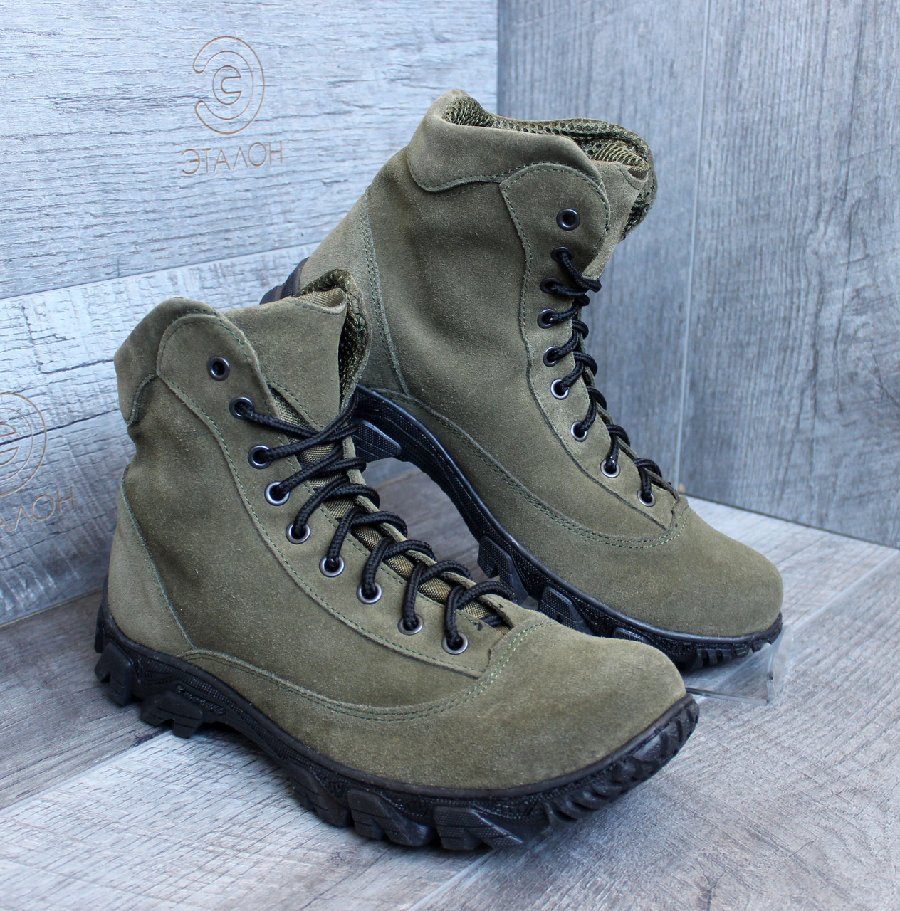 Ботинки мужские нубук DMS-8 олива демисезонная тактическая обувь - фото 1 - id-p1773329542