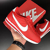Мужские кроссовки Nike Cortez кожаные стильные молодежные красные