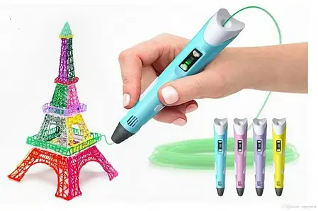 3Д-ручка для малювання з трафаретами, пластиком і Lcd дисплеєм 3D Pen-3, ручка 3 покоління, фото 2