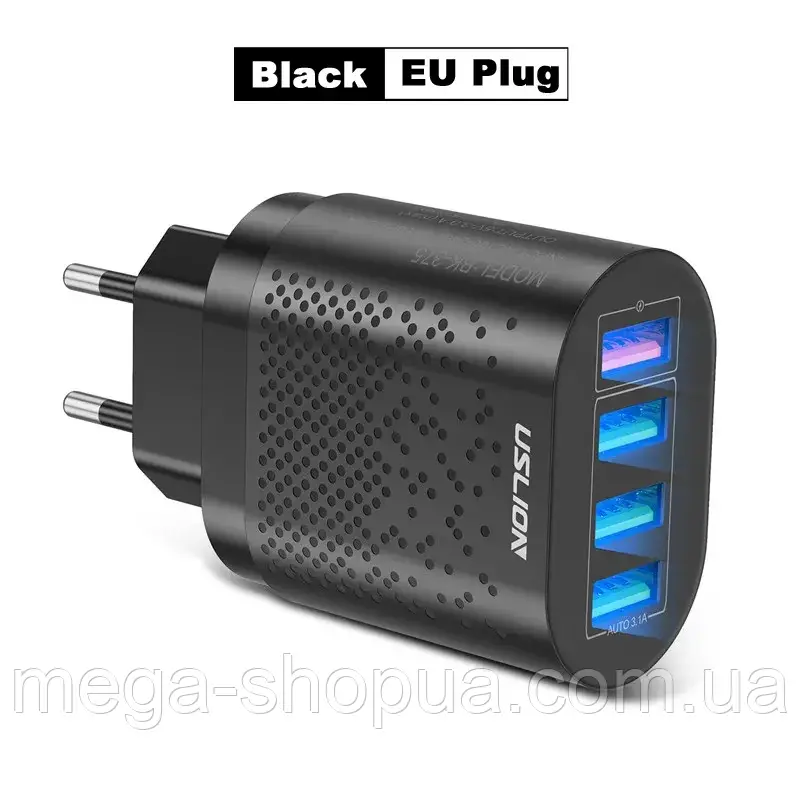 Мережевий зарядний пристрій для швидкого заряджання 4port USB QC3.0/HG87-EU. Зарядний блок заряджання для телефона