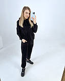 Жіночий спортивний костюм із капюшоном із турецької двонитки чорний, фото 2