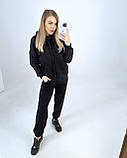 Жіночий спортивний костюм із капюшоном із турецької двонитки чорний, фото 3